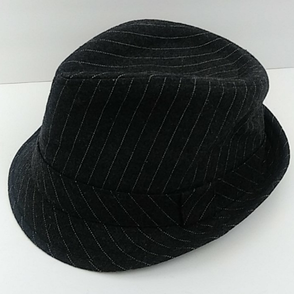 GRANULE GRAY PINSTRIPE WOOL BLEND FEDORA HAT - Picture 3 of 14